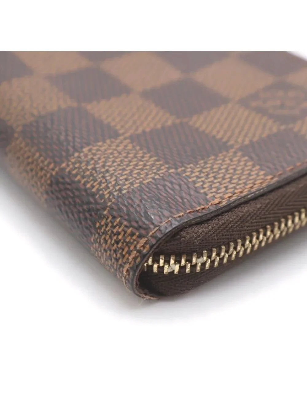 Louis Vuitton Damier Zippy Coin Purse Leather Brown